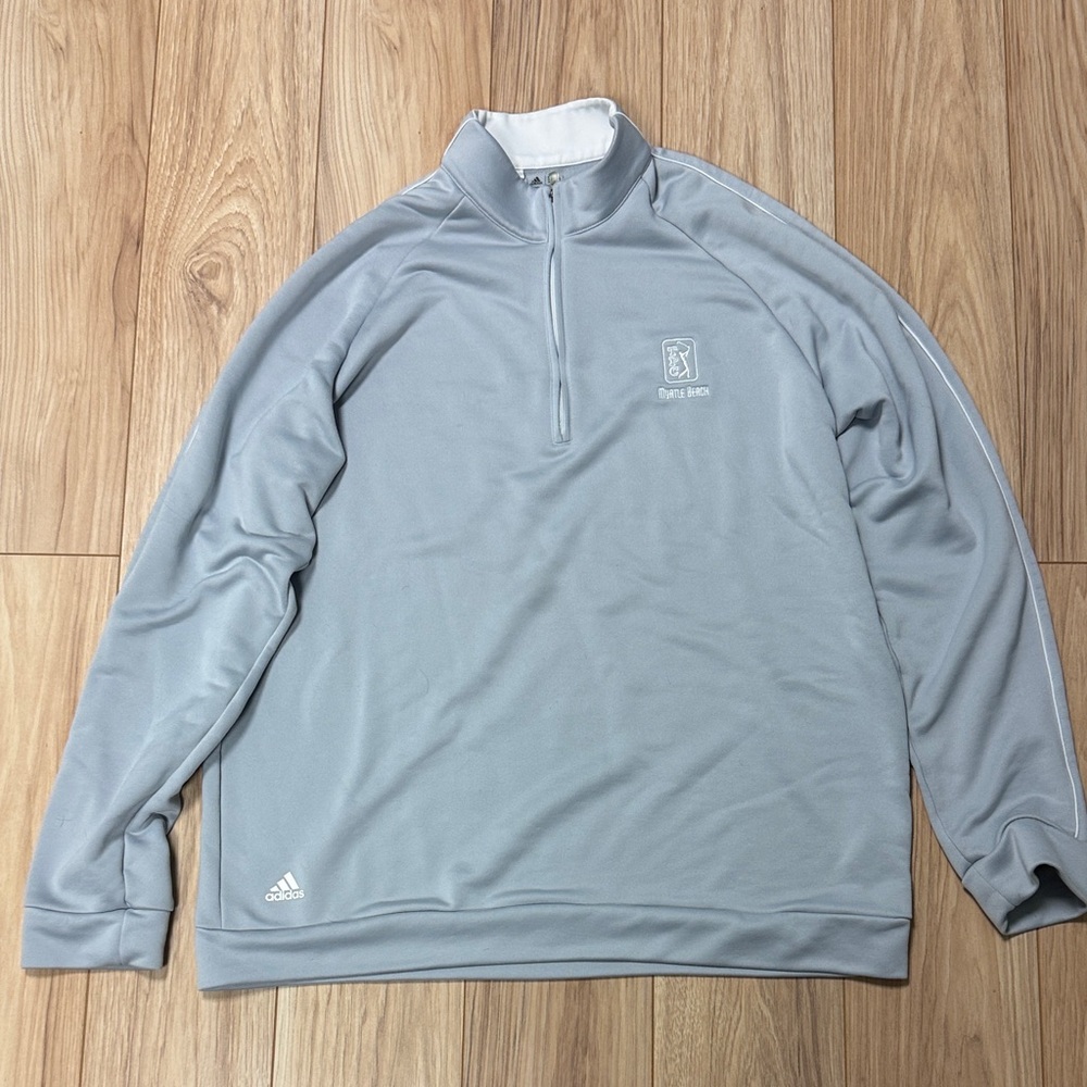 Adidas TPC Myrtle  Men's Light Gray Quarter-Zip Jacket